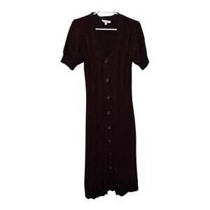 Gilli Cable Knit Midi Dress S Brown Button Front Sweater